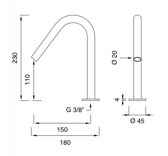 Излив для раковины Cea Design FRE06 высота 23 см схема 2