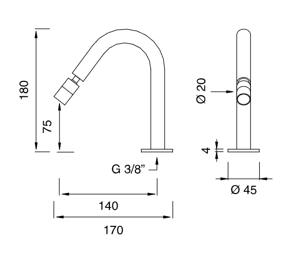 Излив поворотный и регулируемый Cea Design FRE08 высота 18 см ФОТО