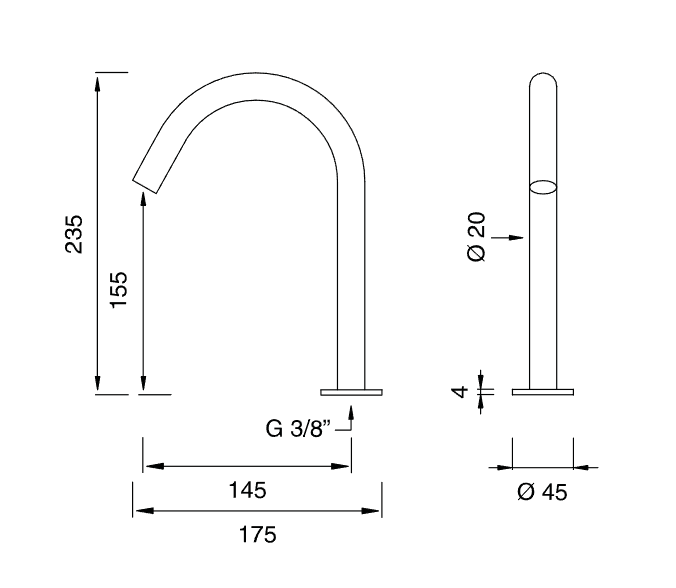 Поворотный излив Cea Design FRE106 высота 23,5 см ФОТО