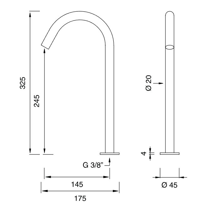 Поворотный излив Cea Design FRE107 высота 32,5 см ФОТО
