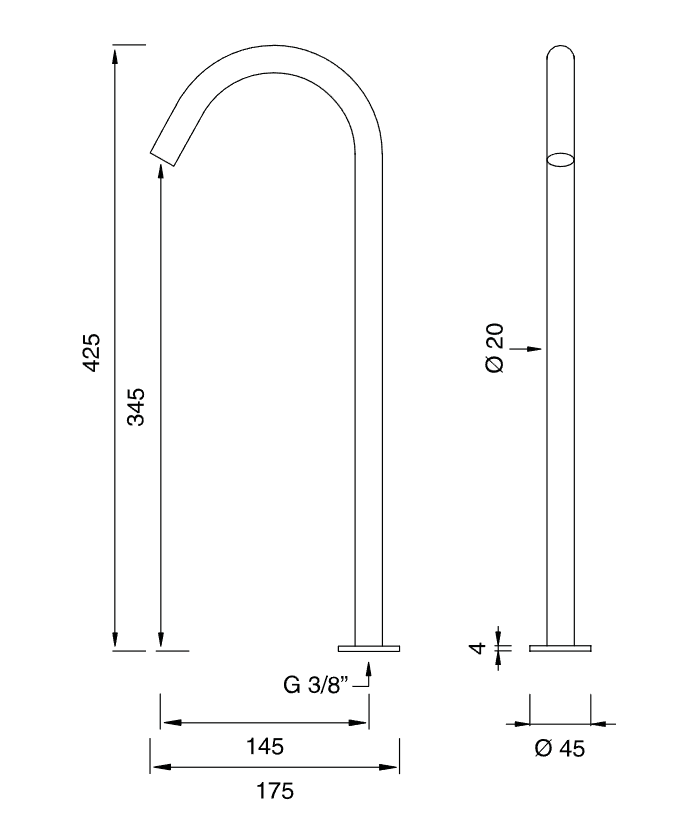 Поворотный излив Cea Design FRE108 высота 42,5 см ФОТО