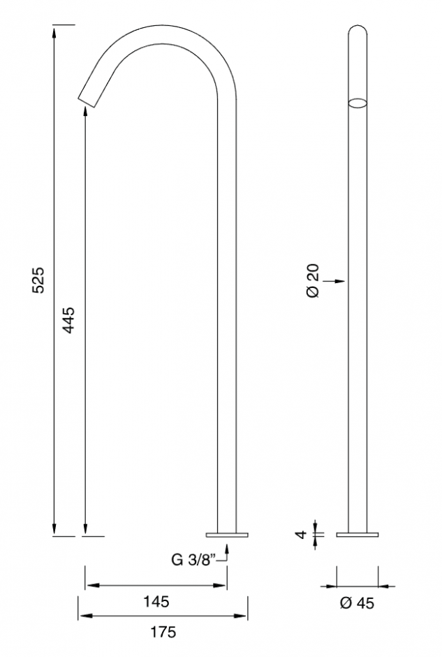 Поворотный излив Cea Design FRE109 высота 52,5 см ФОТО