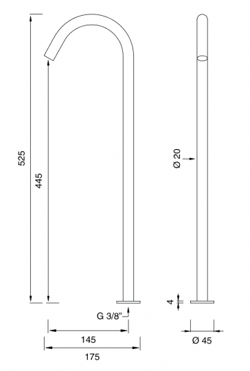 Поворотный излив Cea Design FRE109 высота 52,5 см схема 2