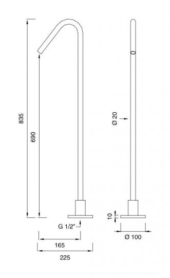 Излив водопад Cea Design FRE10 длина 8,5 см схема 2