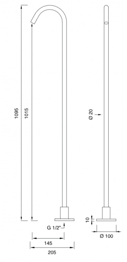 Напольный излив Cea Design FRE110 высота 109,5 см схема 2