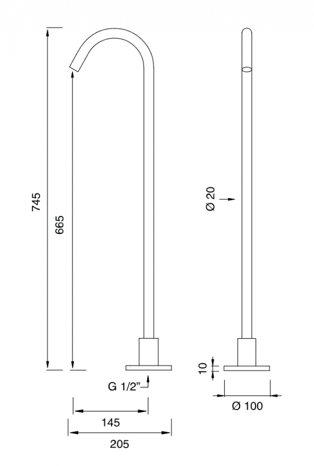 Напольный излив Cea Design FRE111 высота 74,5 см ФОТО
