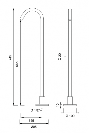 Напольный излив Cea Design FRE111 высота 74,5 см схема 2