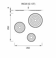 Встроенный верхний душ Cea Design FRE129 комплект из 3-х штук схема 2