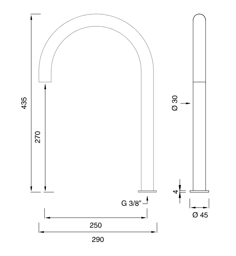 Поворотный излив с выдвижным душем Cea Design FRE144 высота 43,5 см ФОТО