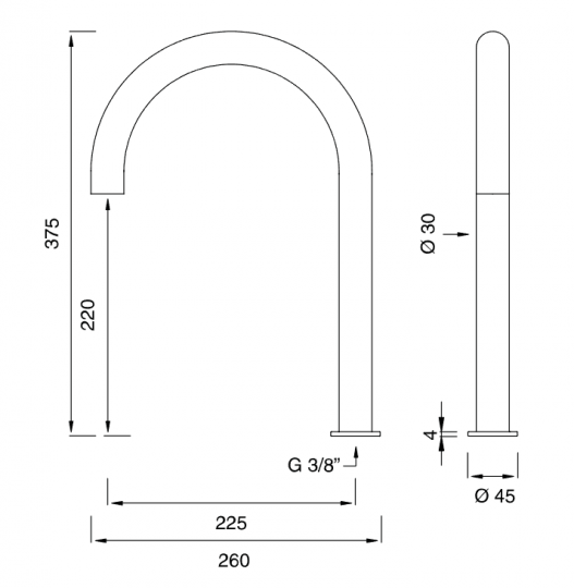 Поворотный излив с выдвижным душем Cea Design FRE145 высота 37,5 см схема 2