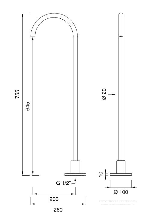 Напольный излив Cea Design FRE198 75,5 см ФОТО