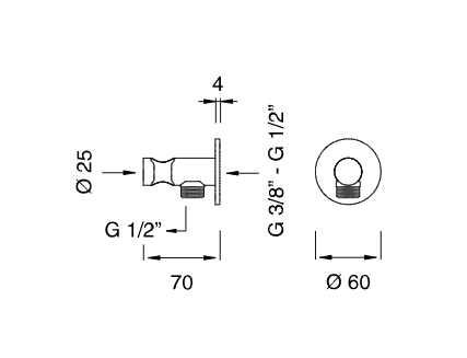 Кронштейн для ручного душа с подключением воды Cea Design FRE20 схема 2