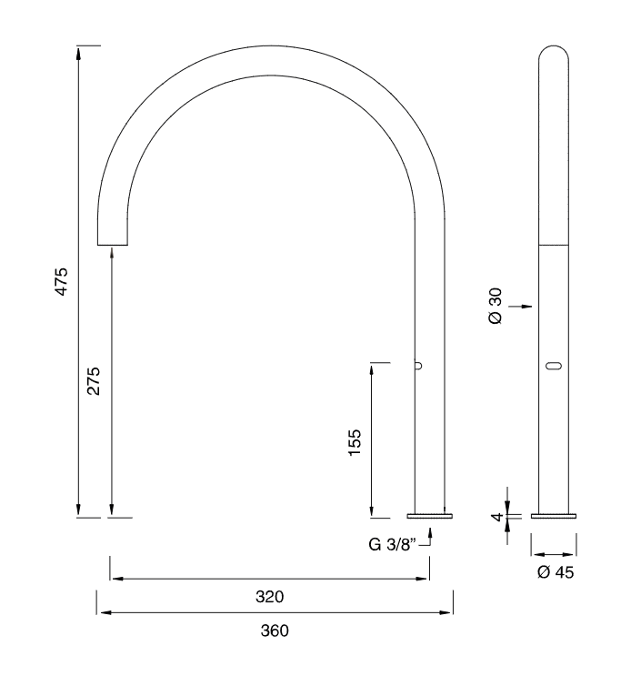 Сенсорный излив Cea Design FRE221R высота 47,5 см ФОТО