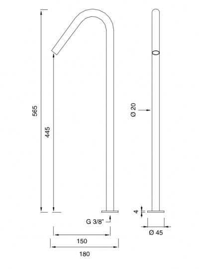 Излив Cea Design FRE72 высота 56,5 см схема 2