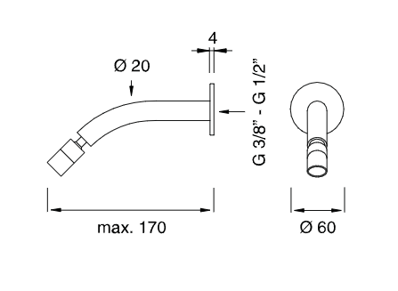 Излив регулируемый Cea Design FRE53 длина 17 см схема 2