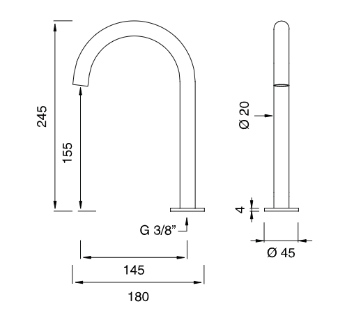 Излив поворотный Cea Design FRE54 высота 24,5 см схема 2