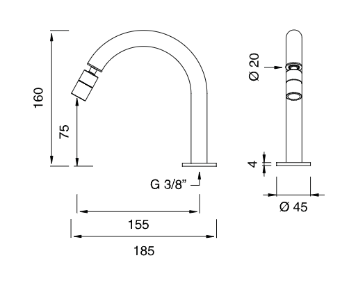 Излив поворотный и регулируемый Cea Design FRE55 высота 16 см схема 2