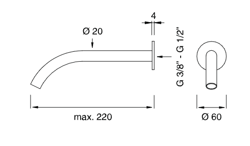 Излив Cea Design FRE61 длина 22 см схема 2