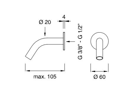 Излив Cea Design FRE25 длина 10,5 см ФОТО