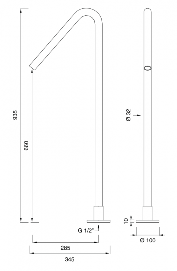 Излив напольный Cea Design FRE23 высота 93,5 см схема 2