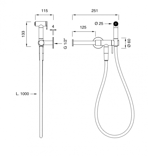 Гигиенический душ Cea Design FRE264 с держателем туалетной бумаги и кронштейном схема 2