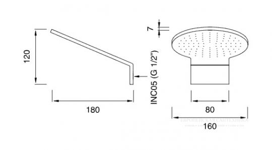 Верхний душ настенный Cea Design FRE178 с светодиодной хромотерапией схема 2