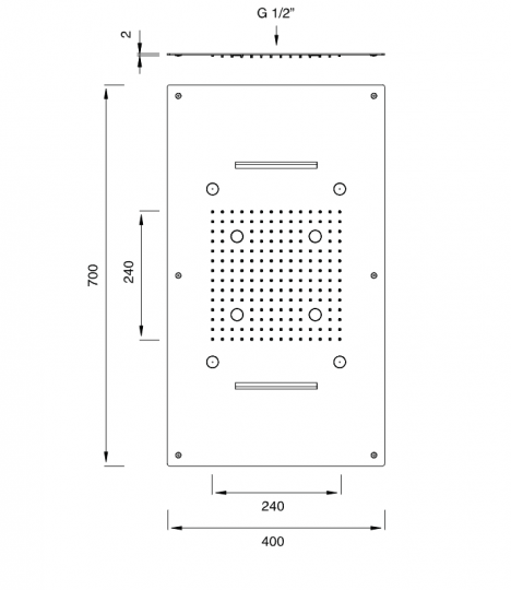Верхний душ Cea Design Acquachiara белая LED подсветка, режимы Rain/Mist/Waterfall AQC 40 схема 2