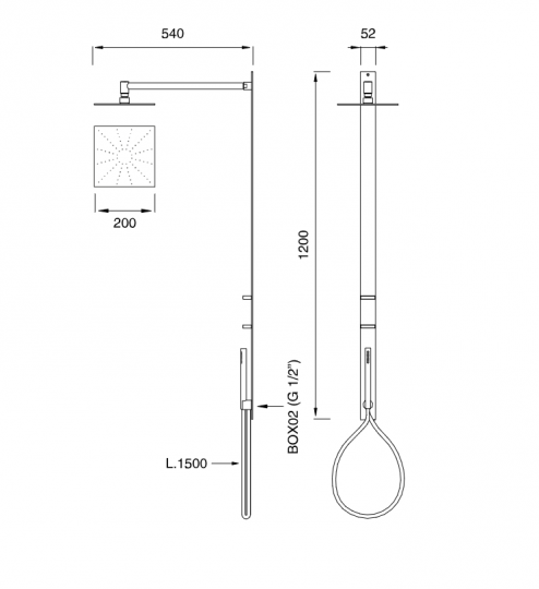 Душевая система Cea Design Bar BAR 02 схема 2 Душевая система Cea Design Bar BAR 02 схема 2