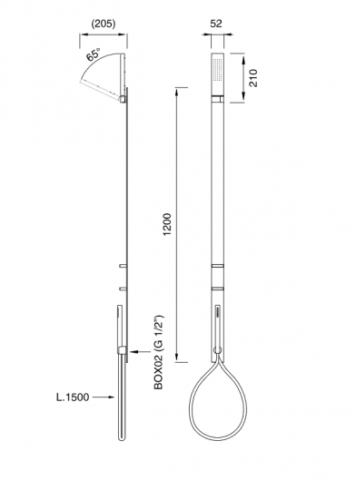 Душевая система Cea Design Bar BAR 41 настенная схема 2 Душевая система Cea Design Bar BAR 41 настенная схема 2