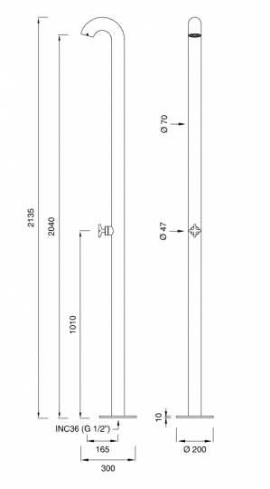 Душевая стойка Cea Design Bold BLD 05 напольная схема 2