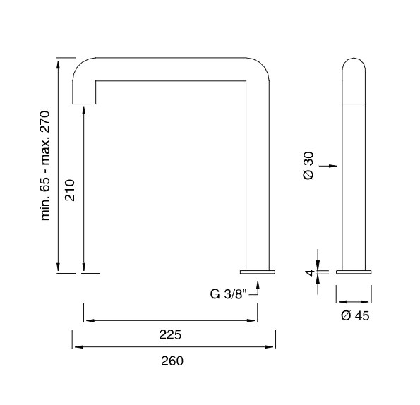 Излив Cea Design Cartesio CAR 22 с возможностью изменения высоты ФОТО