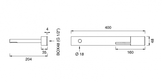 Смеситель настенный Cea Design Cut Plus CUT 03 излив слева схема 2 Смеситель настенный Cea Design Cut Plus CUT 03 излив слева схема 2