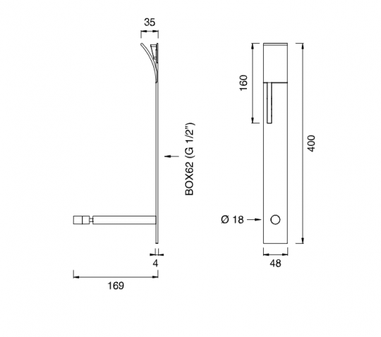 Смеситель для биде Cea Design Cut Plus CUT 05 вертикальный схема 2 Смеситель для биде Cea Design Cut Plus CUT 05 вертикальный схема 2