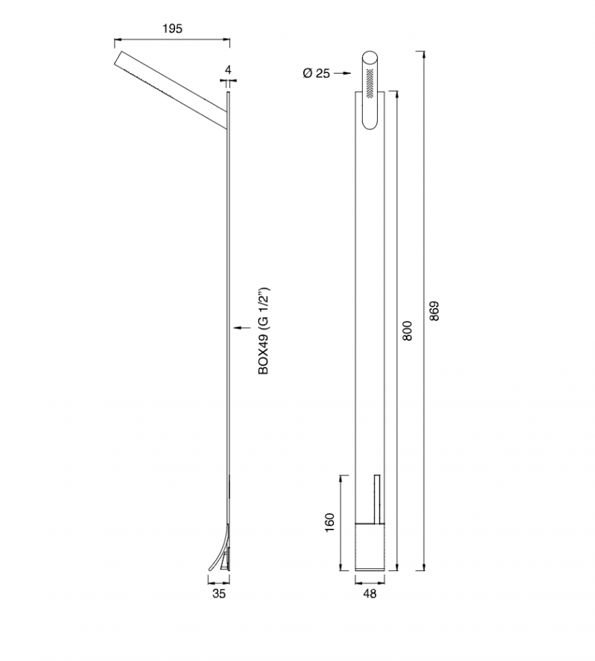 Душевая стойка Cea Design Cut Plus CUT 10 с креплением на стену ФОТО