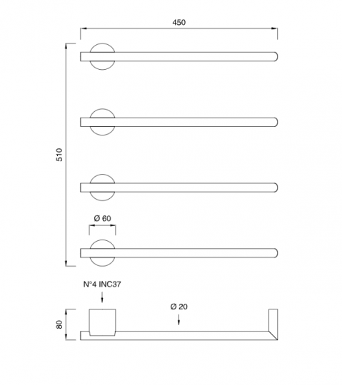 Полотенцесушитель настенный Cea Design Equilibrio EQB 84 схема 2