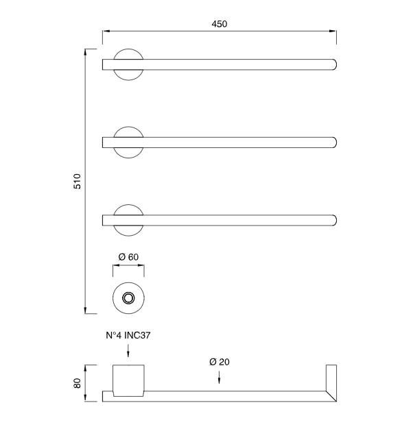 Полотенцесушитель настенный Cea Design Equilibrio EQB 93 электрический ФОТО