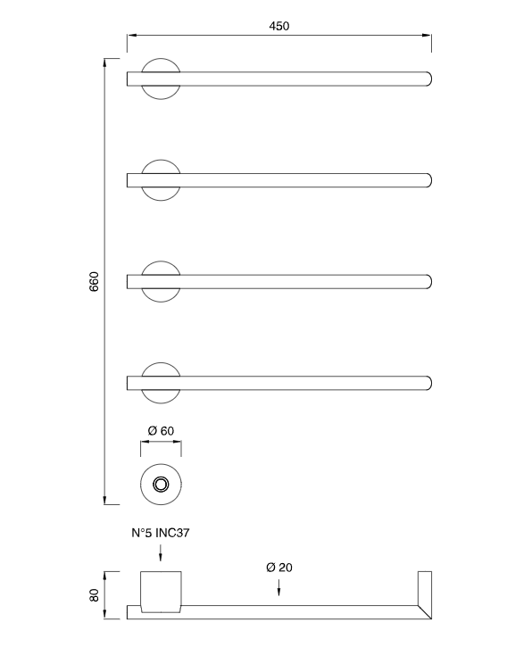 Полотенцесушитель электрический Cea Design Equilibrio EQB 94 с креплением на стену ФОТО