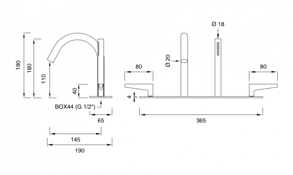 Смеситель на борт ванны Cea Design Flag FLG 61 с изливом ФОТО