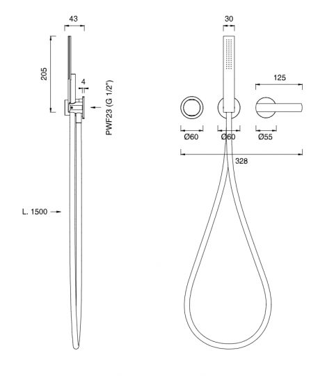Смеситель для душа Cea Design Ayla AYL 30 термостатический схема 2 Смеситель для душа Cea Design Ayla AYL 30 термостатический схема 2