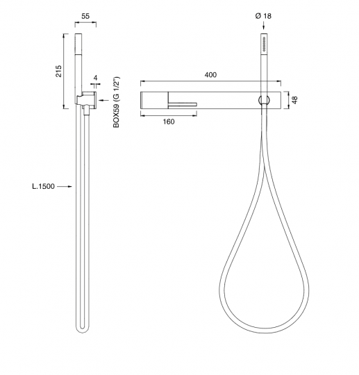 Смеситель для ванной Cea Design Cut Plus CUT 35 без излива схема 2