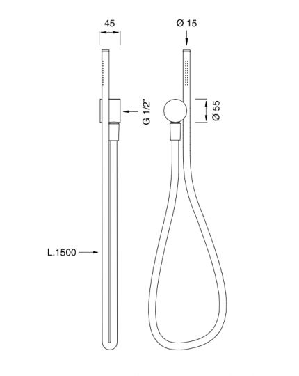 Душевой гарнитур Cea Design Flex FLX 06 с креплением на стену схема 2 Душевой гарнитур Cea Design Flex FLX 06 с креплением на стену схема 2