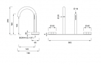 Смеситель на борт Cea Design GIOTTO с изливом и выдвижной лейкой GIO113 схема 2 Смеситель на борт Cea Design GIOTTO с изливом и выдвижной лейкой GIO113 схема 2
