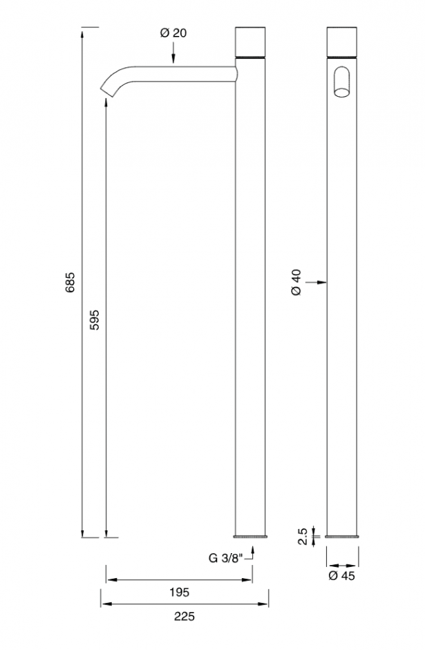 Настольный смеситель для раковины Cea Design GIOTTO нержавеющая сталь GIO99 ФОТО