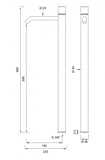 Настольный смеситель для раковины Cea Design GIOTTO нержавеющая сталь GIO99 схема 2