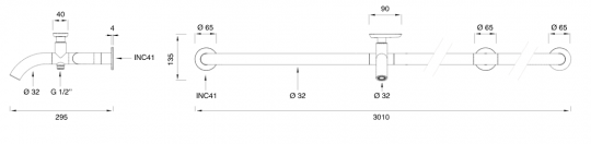Настенный излив для сада Cea Design HOK нержавеющая сталь HOK04S схема 2 Настенный излив для сада Cea Design HOK нержавеющая сталь HOK04S схема 2