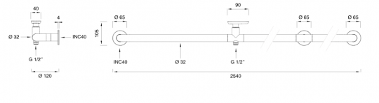 Настенный смеситель для сада Cea Design HOK нержавеющая сталь HOK05S схема 2 Настенный смеситель для сада Cea Design HOK нержавеющая сталь HOK05S схема 2