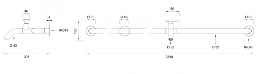 Настенный смеситель для сада Cea Design HOK с излив для садаом, нержавеющая сталь HOK21S схема 2