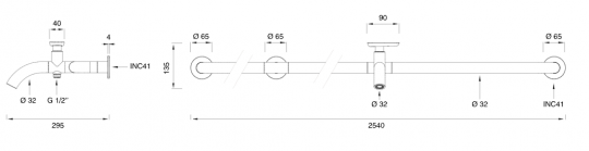 Настенный излив для сада Cea Design HOK нержавеющая сталь HOK23S схема 2 Настенный излив для сада Cea Design HOK нержавеющая сталь HOK23S схема 2