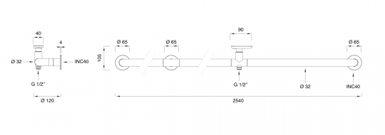 Настенный смеситель для сада Cea Design HOK нержавеющая сталь HOK25S схема 2 Настенный смеситель для сада Cea Design HOK нержавеющая сталь HOK25S схема 2