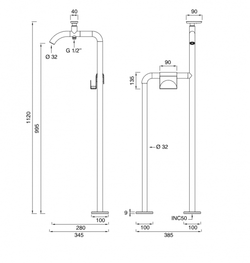 Излив для сада Cea Design HOK нержавеющая сталь HOK31S схема 2